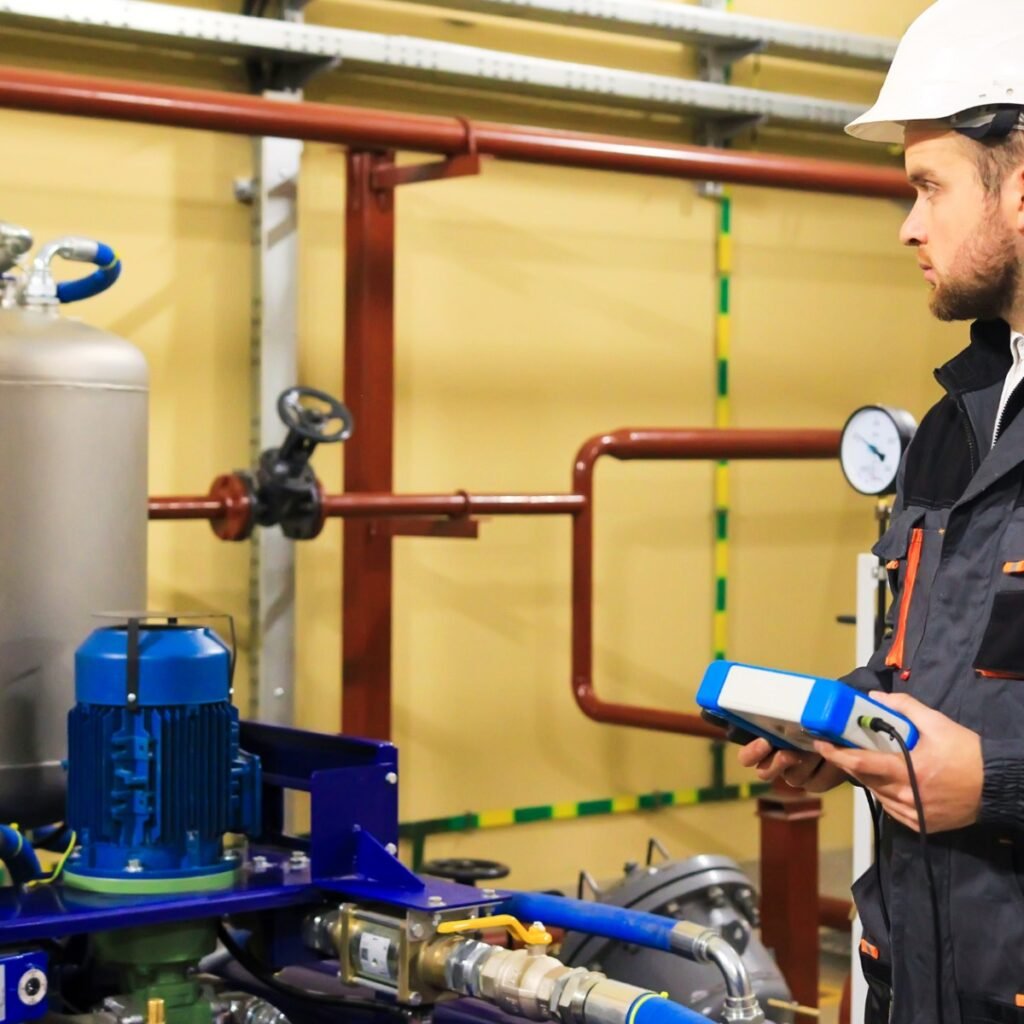 Commercial plumbing maintenance on building pipework